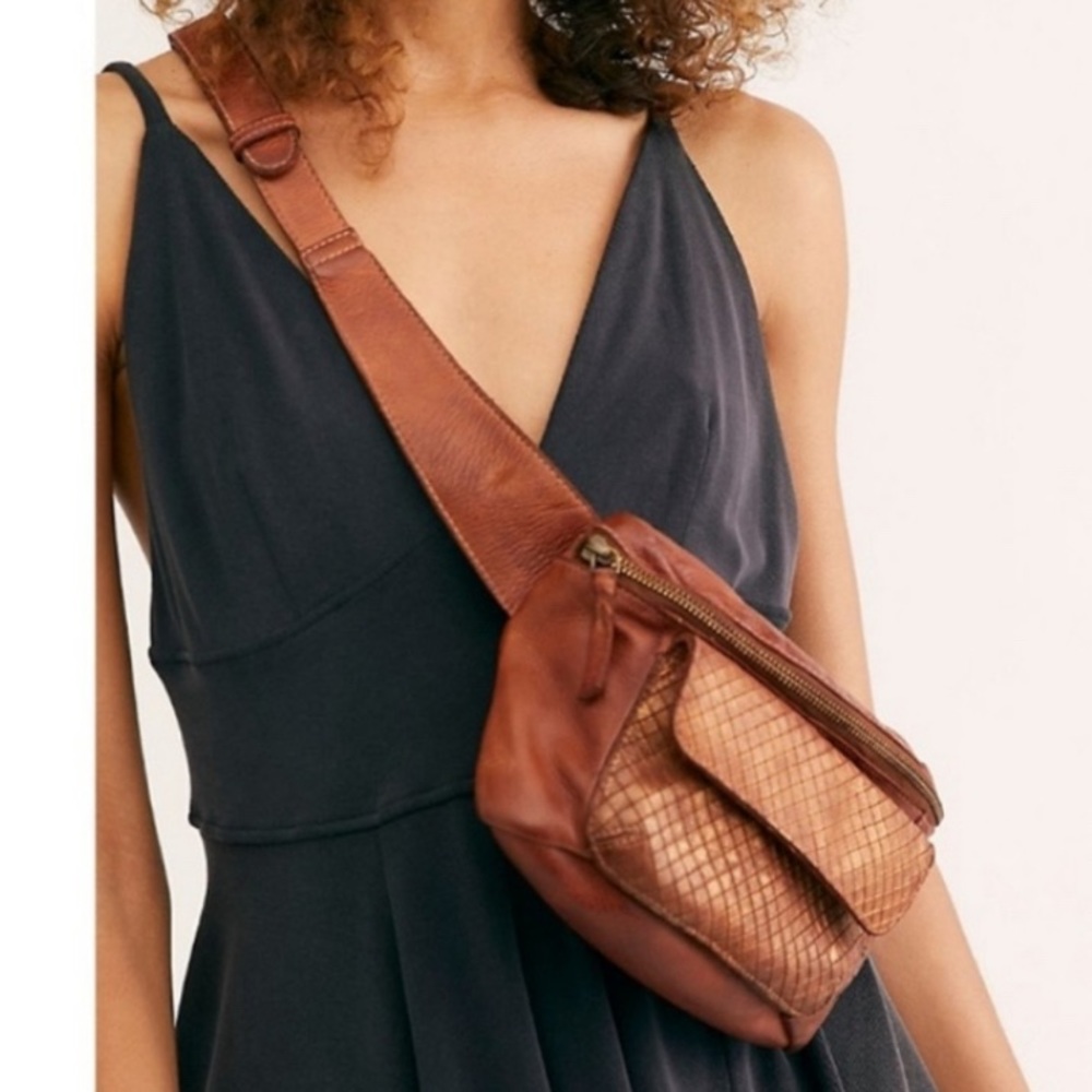 Free People Brown Leather Fanny Crossbody bag